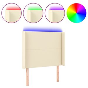 vidaXL Galvūgalis su LED, kreminės spalvos, 103x16x118/128 cm