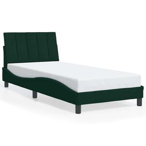 vidaXL Lovos rėmas be čiužinio Hanko tamsiai žalias 90x190 cm aksomas