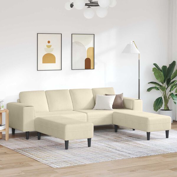 vidaXL Sofa su pagalve Kreminė 250 x 188 x 76 cm Kordūrinis audinys