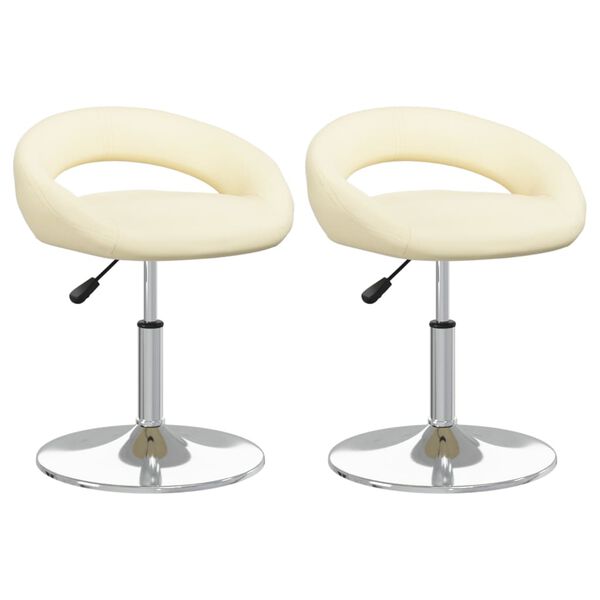 vidaXL Pasukamos valgomojo kėdės, 2vnt., kreminės, dirbtinė oda