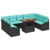 vidaXL Sodo valgomojo komplektas 10 pcs Juoda ir žalsvai mėlyna