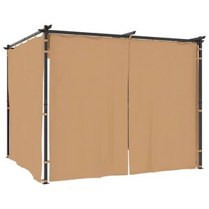 vidaXL Pavėsinė su užuolaidomis, taupe spalvos, 3x3m, plienas
