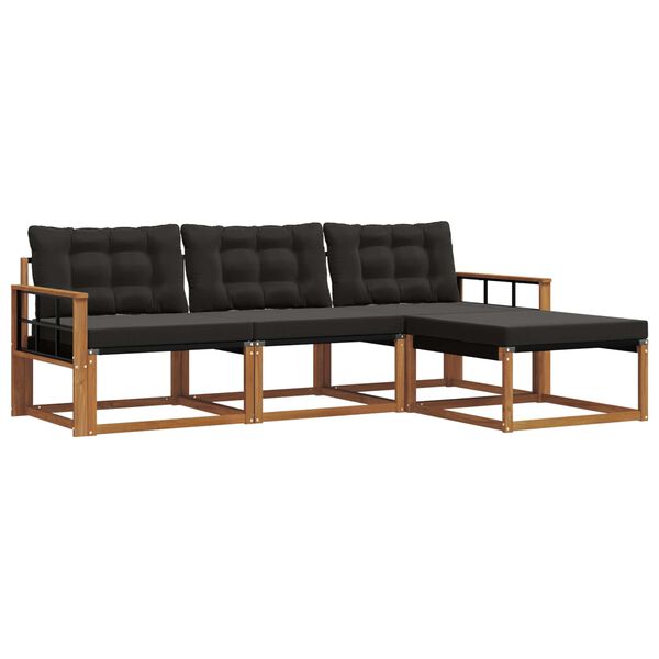 vidaXL Lauko sofos komplektas su pagalve 4 pcs Natūrali ir juoda