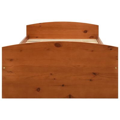 vidaXL Lovos rėmas su 2 stalčiais, medaus rudas, 90x200cm, pušis