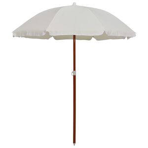 vidaXL Sodo skėtis nuo saulės su plieniniu stulpu, smėlio, 180cm