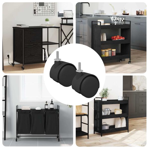 vidaXL Ratukai 2 pcs Juoda 40,1 x 40,1 x 37,8 mm PP ir geležis