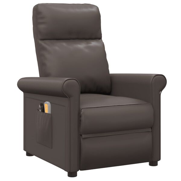 vidaXL Elektrinis masažinis krėslas, rudos spalvos, dirbtinė oda