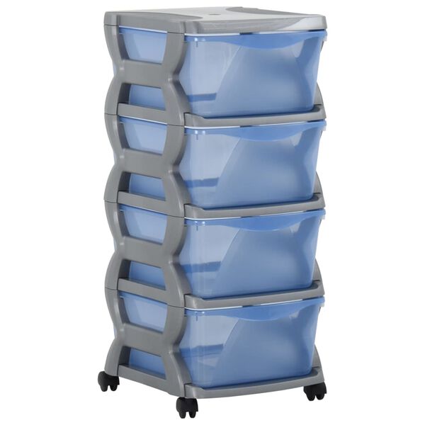 vidaXL Spintelė su stalčiais ir ratukais, pilka ir mėlyna, 36x40x80cm