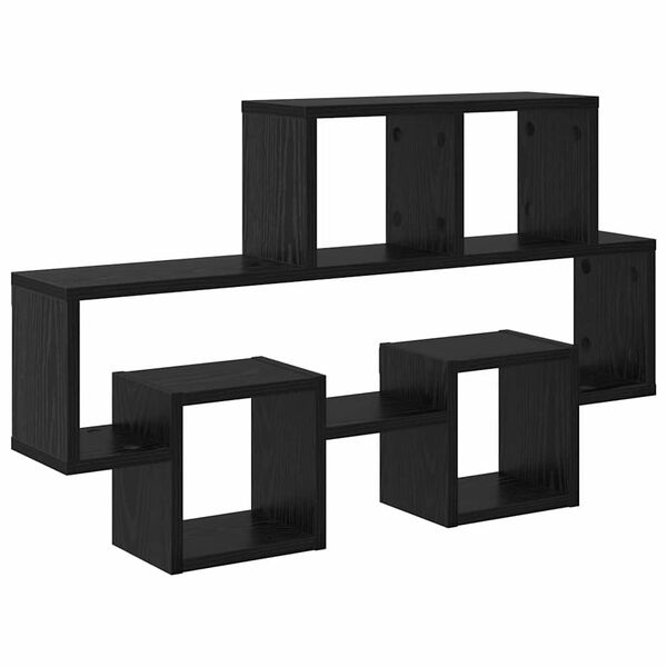 vidaXL Sieninė lentyna juoda ąžuolo 82 x 15 x 51 cm Apdirbta mediena