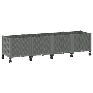 vidaXL Sodo puodynė su ratukais &Scaron;viesiai pilka 160 x 40 x 48 cm PP