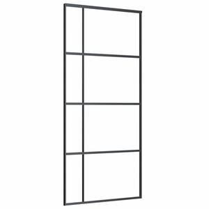 vidaXL Stumdomos durys, juodos, 90x205cm, ESG stiklas ir aliuminis