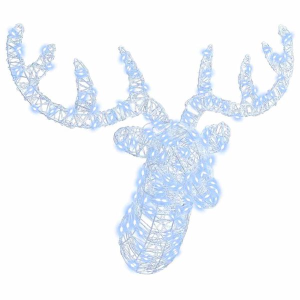 vidaXL Elnių galva su 140 LED Šalta balta 68 x 36.5 x 62.5 cm Akrilas