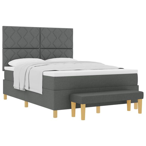 vidaXL Kiemas lova su čiužiniu Tamsiai pilka 160 x 200 cm audinys