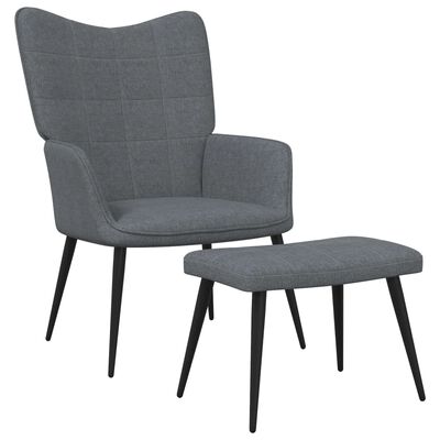 vidaXL Poilsio kėdė su pakoja, tamsiai pilka, audinys