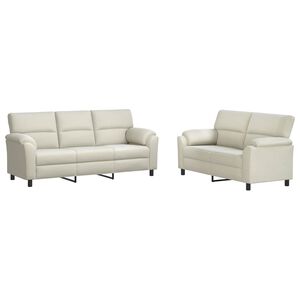 vidaXL Sofos komplektas 2 pcs Kreminė Aksomas