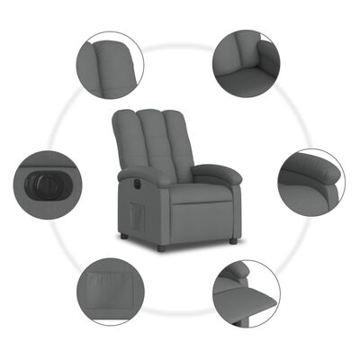 vidaXL Elektrinis atlošiamas krėslas, tamsiai pilkos spalvos, audinys