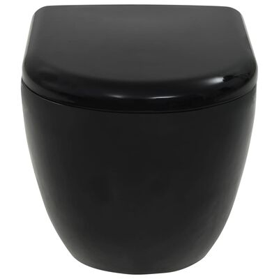 vidaXL Pakabinamas keramikinis klozetas, juodas