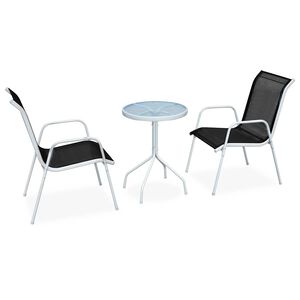 vidaXL Bistro baldų komplektas, 3d., juodas, plienas