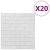 vidaXL Lipnūs 3D tapetai, baltos spalvos, 20vnt., plytų dizaino