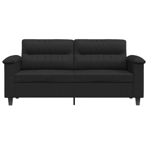 vidaXL Dvivietė sofa, juodos spalvos, 140cm, mikropluo&scaron;to audinys