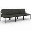 vidaXL Trivietė sodo sofa su pagalvėlėmis, antracito, aliuminis