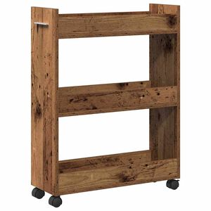 vidaXL Spintelė su stalčiais su ratu Senas medis 60 x 22 x 79 cm