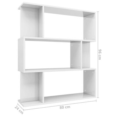 vidaXL Spintelė knygoms/kambario pertvara, balta, 80x24x96cm, blizgi