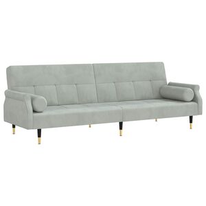vidaXL Sofa-lova su pagalvėlėmis, &scaron;viesiai pilkos spalvos, aksomas