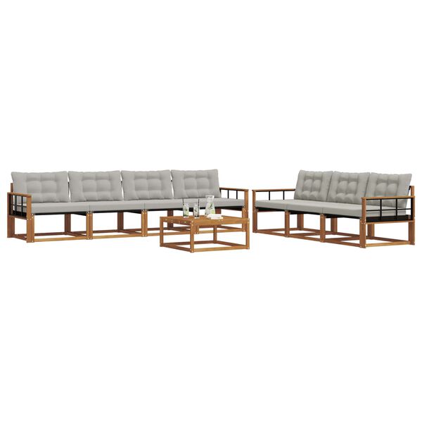 vidaXL Lauko sofos komplektas 8 pcs Natūrali ir &scaron;viesiai pilka