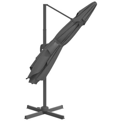 vidaXL Gembės formos skėtis su aliuminiu stulpu, antracito, 300x300cm