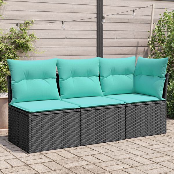 vidaXL Sodo sofa su pagalve Juoda 172 x 62 x 69 cm Poli ratanas