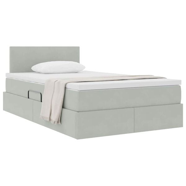 vidaXL Saugos lova su čiužiniu &Scaron;viesiai pilka 120 x 190 cm Aksomas