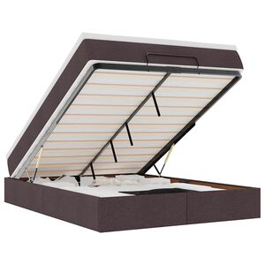 vidaXL Osmanų lovos rėmas su čiužiniu, rudas, 140x200cm, audinys