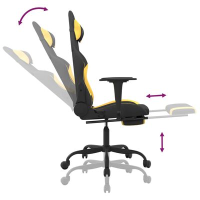 vidaXL Masažinė žaidimų kėdė su pakoja, juoda ir geltona, audinys