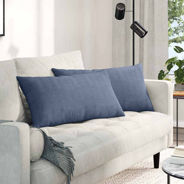 vidaXL Sofa Pagalvės 2 pcs Mėlyna 80 x 40 cm Kordūrinis audinys