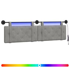 vidaXL Pakabinamas lovos galvūgalis &Scaron;viesiai pilka Aksomas