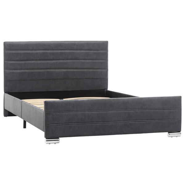 vidaXL Lovos rėmas, pilkos spalvos, 120x200cm, dirbtinė versta oda