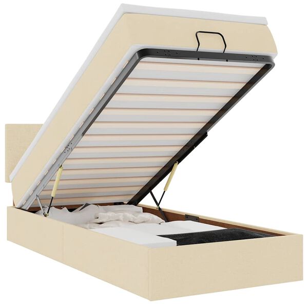 vidaXL Osmanų lovos rėmas su čiužiniu, kreminis, 80x200cm, audinys