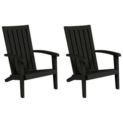 vidaXL Sodo Adirondack kėdės, 2vnt., juodos spalvos, polipropilenas