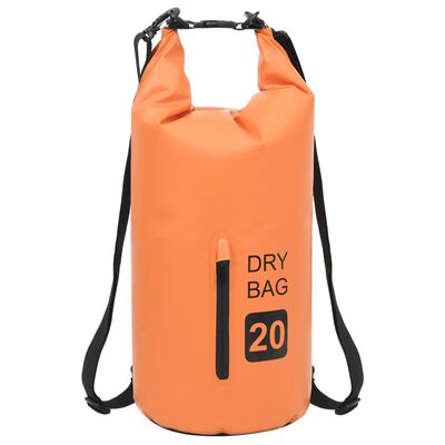 vidaXL Vandeniui atsparus krepšys su užtrauktuku, oranžinis, PVC, 20l
