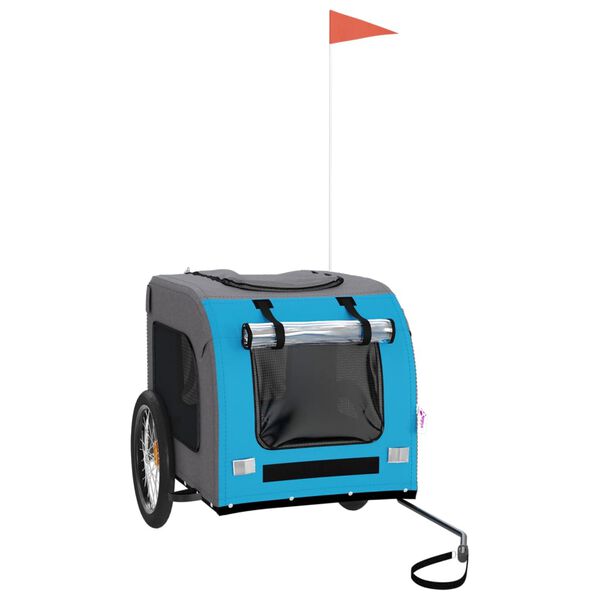 vidaXL Dviračio priekaba augintiniams, mėlyna/pilka, audinys/geležis