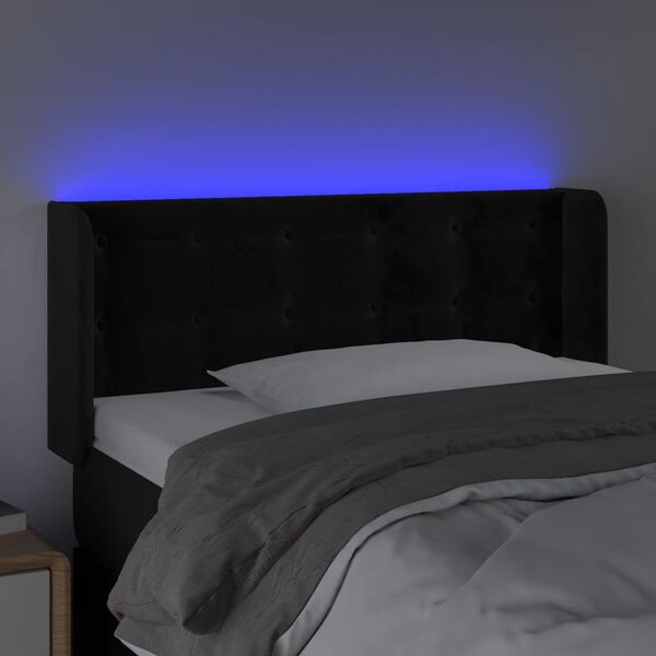 vidaXL Galvūgalis su LED, juodos spalvos, 93x16x78/88cm, aksomas