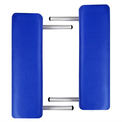 vidaXL Sulankstomas masažo stalas, mėlynas, 2 zonų, su aliuminio rėmu