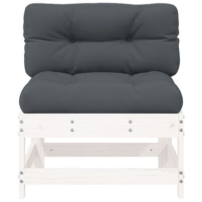 vidaXL Vidurinės sofos dalys su pagalvėlėmis, 2vnt., baltos, pušis