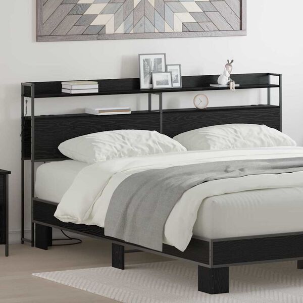 vidaXL Saugojimo galvos atlo&scaron;as juoda ąžuolo 180 cm Apdirbta mediena