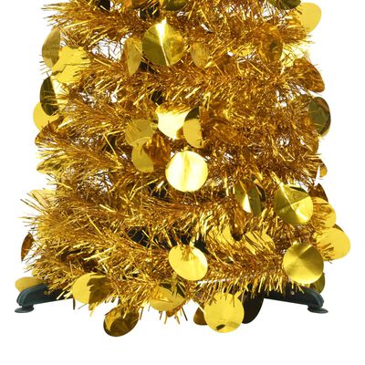 vidaXL Išskleidžiama dirbtinė Kalėdų eglutė, auksinė, 150cm, PET