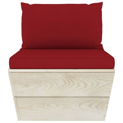 vidaXL Trivietė sodo sofa iš palečių su pagalvėlėmis, eglės mediena