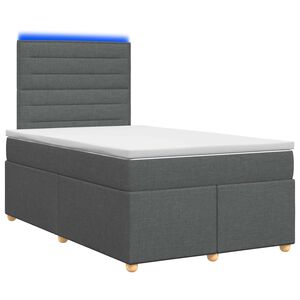 vidaXL Spyruoklinė lova su čiužiniu Tamsiai pilka 120 x 200 cm Audinys