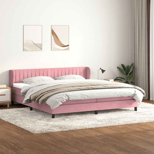 vidaXL Box Spring Lova su čiužiniais Rožinis 200x210 cm Velvet