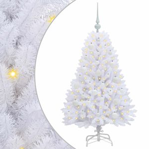 vidaXL Dirbtinė Sulankstoma Kalėdų Eglutė Balta 120 cm PVC ir plienas